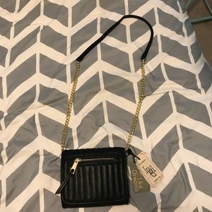Black and gold chained cross body purse
